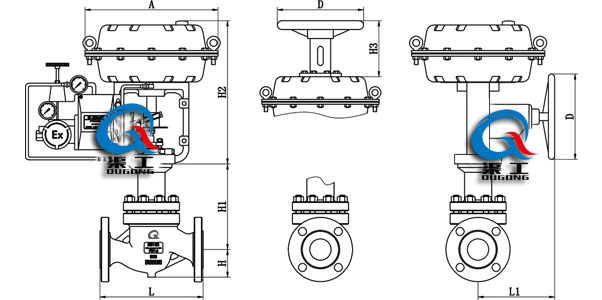 氣動薄膜籠式調節(jié)閥（外形尺寸圖）
